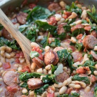 Gourmet Sausage, Spinach and White Bean Soup