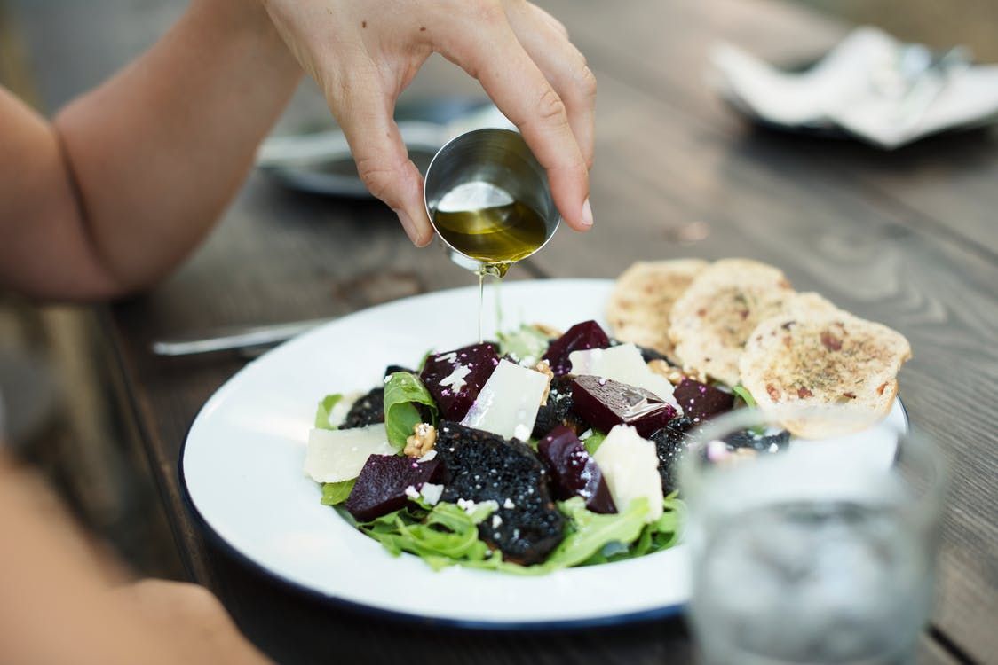 Salad with dressing