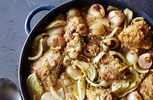 Slow Roasted Chicken Cutlets with Fennel