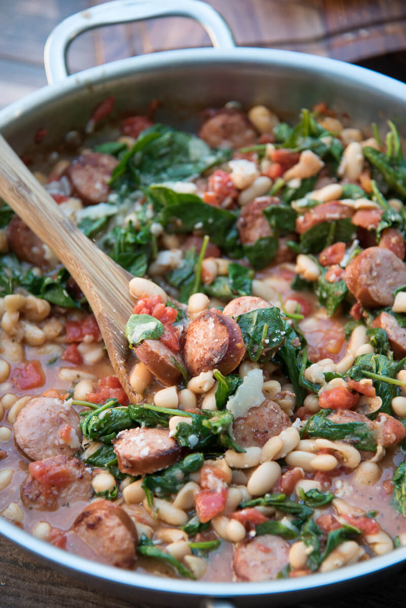 Gourmet Sausage, Spinach and White Bean Soup